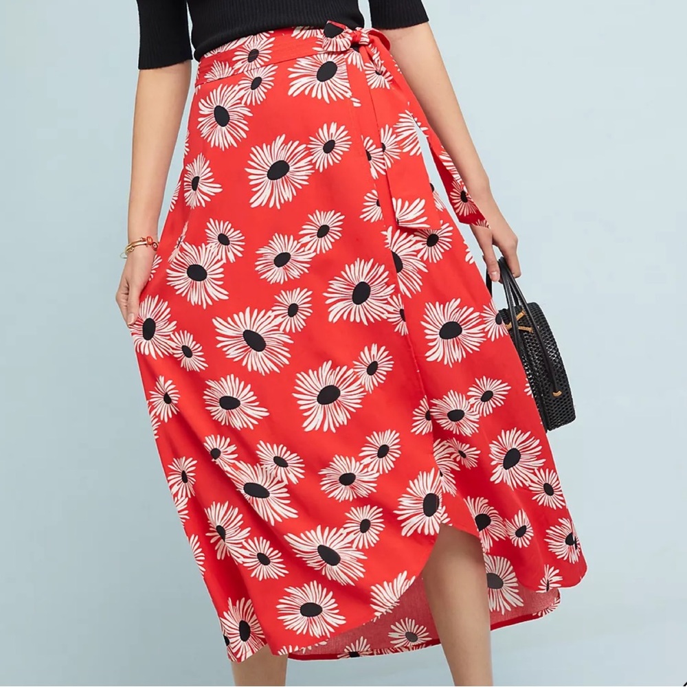 NWT Anthropologie 52 Conversations Colloquial Faux Wrap Skirt MEDIUM